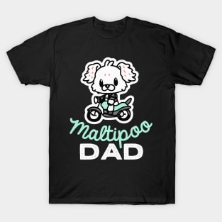 Maltipoo Dad Biker Dog Owner Retro Dog Father T-Shirt